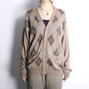light brown argyle check cardigan