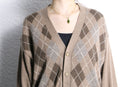 light brown argyle check cardigan
