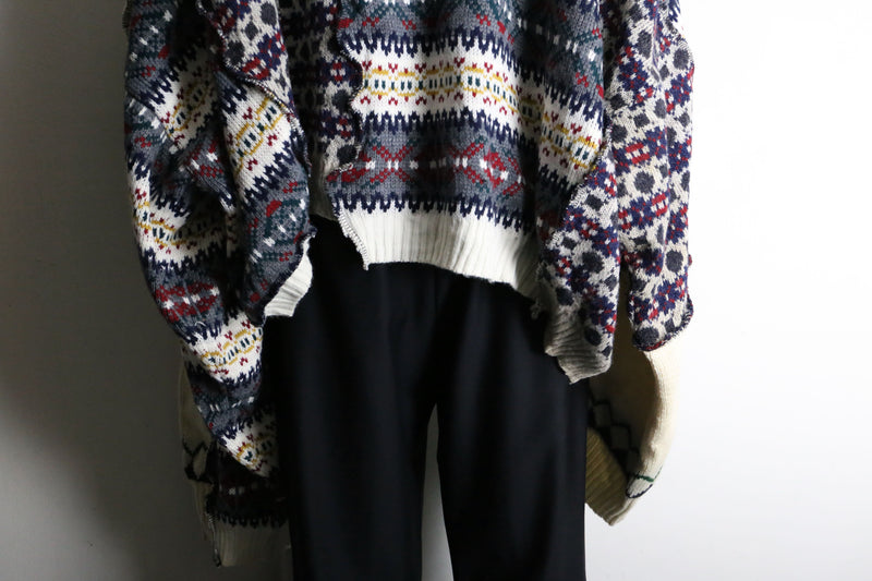 【RERE】"Re:make" asymmetry docking zip knit