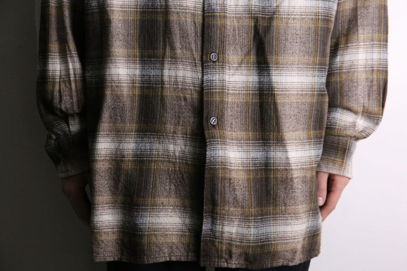 brown color ombre check L/S shirt