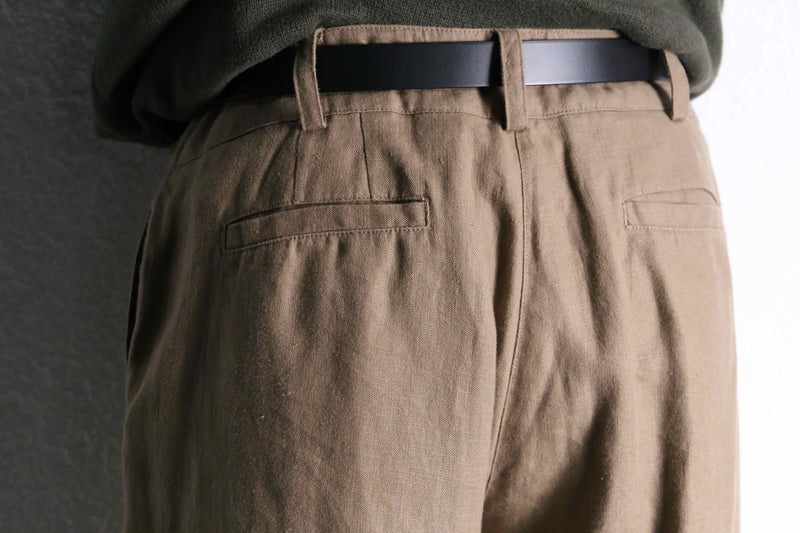 “ORVIS” linen fabric straight wide slacks