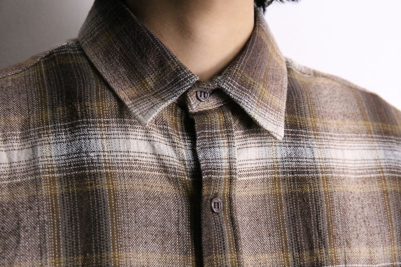 brown color ombre check L/S shirt