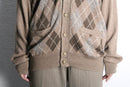 light brown argyle check cardigan