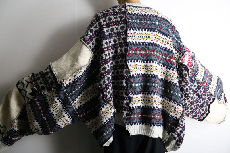 【RERE】"Re:make" asymmetry docking zip knit