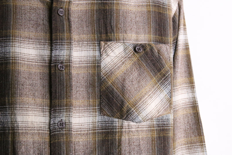 brown color ombre check L/S shirt