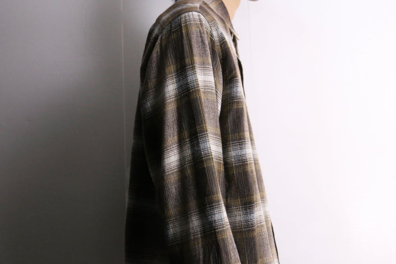 brown color ombre check L/S shirt