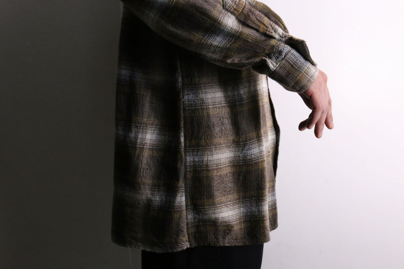 brown color ombre check L/S shirt