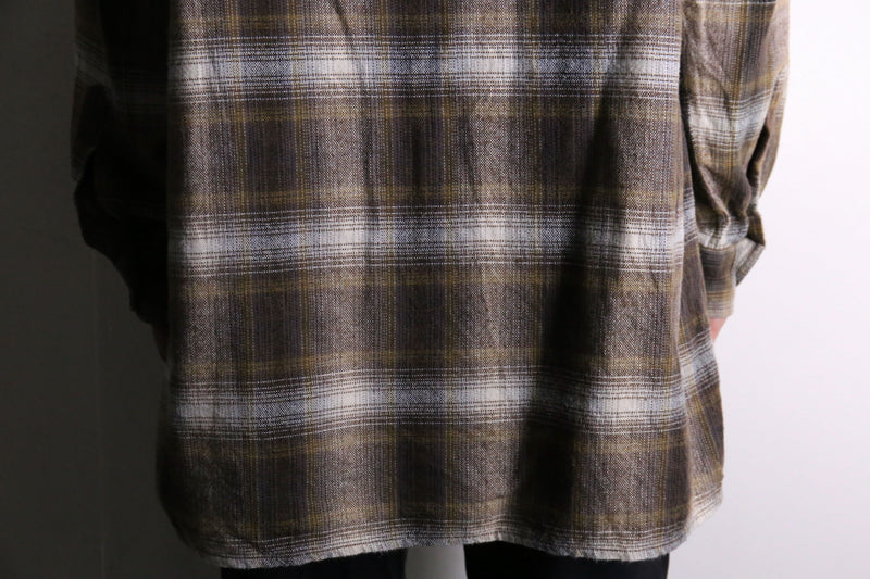 brown color ombre check L/S shirt