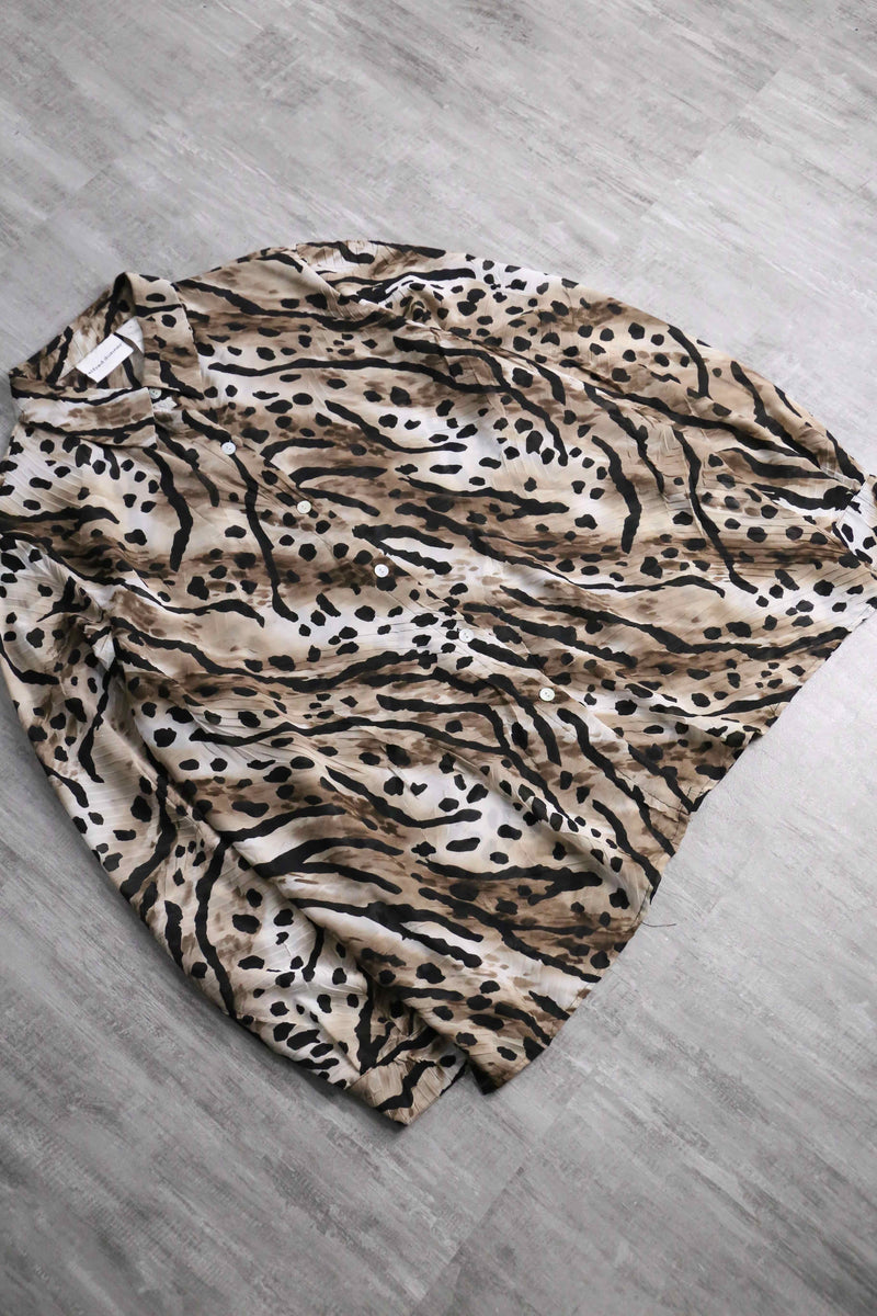 leopard pattern sheer shirt