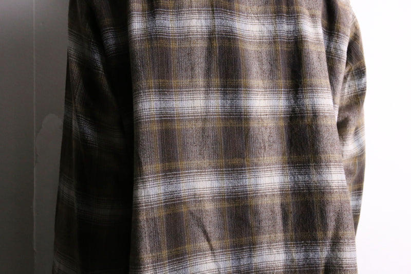 brown color ombre check L/S shirt