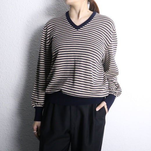 “Ermenegild Zegna” wool border V-neck knit