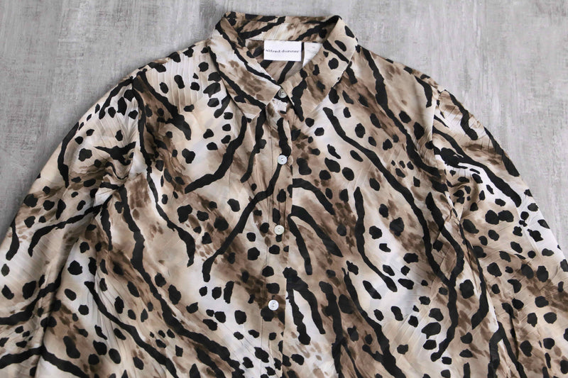 leopard pattern sheer shirt