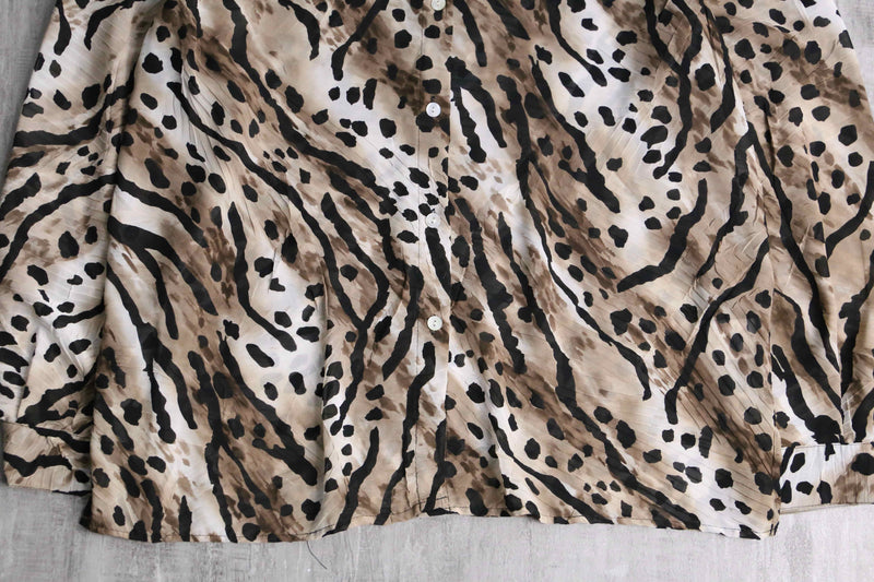 leopard pattern sheer shirt