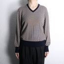 “Ermenegild Zegna” wool border V-neck knit
