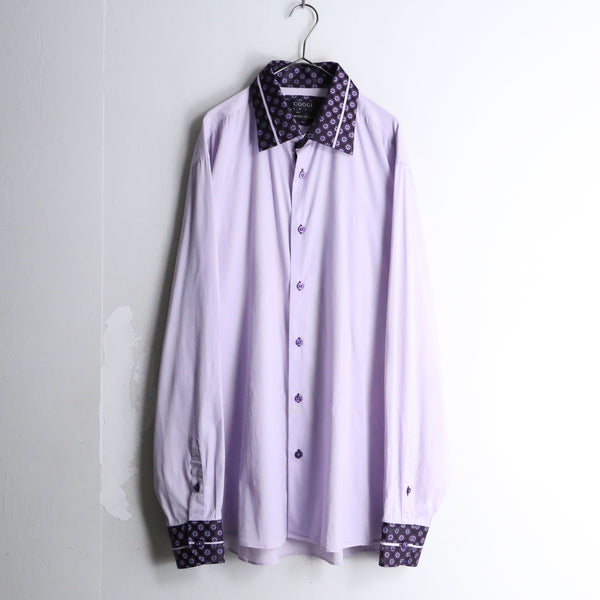 “COOGI” purple patterned collar loose cotton L/S shirt