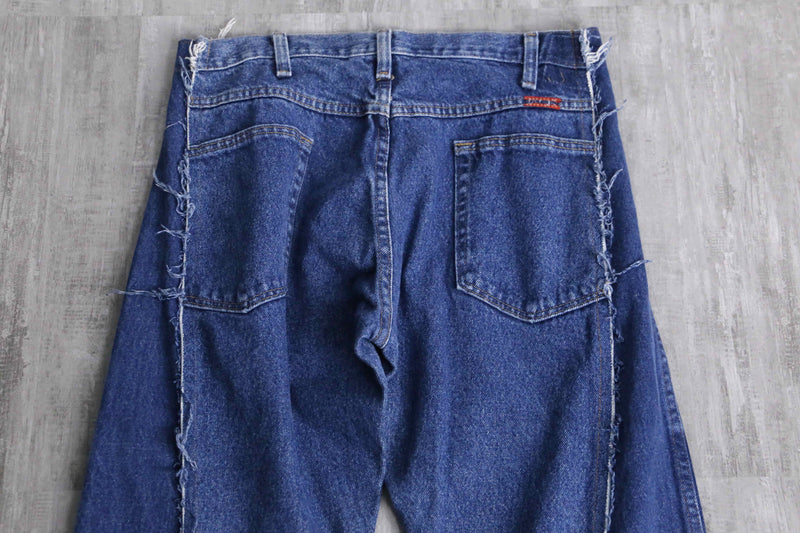 "Re:make" side docking flare denim