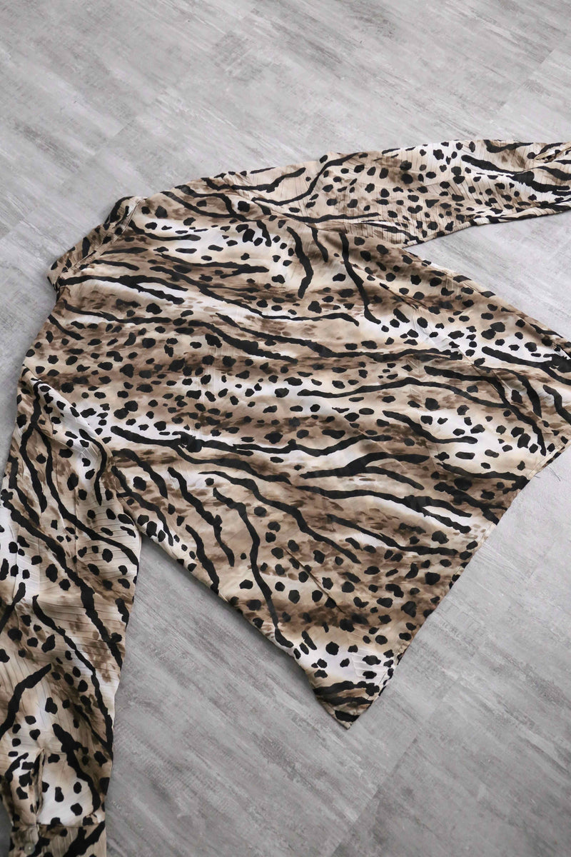 leopard pattern sheer shirt