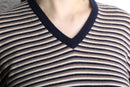 “Ermenegild Zegna” wool border V-neck knit