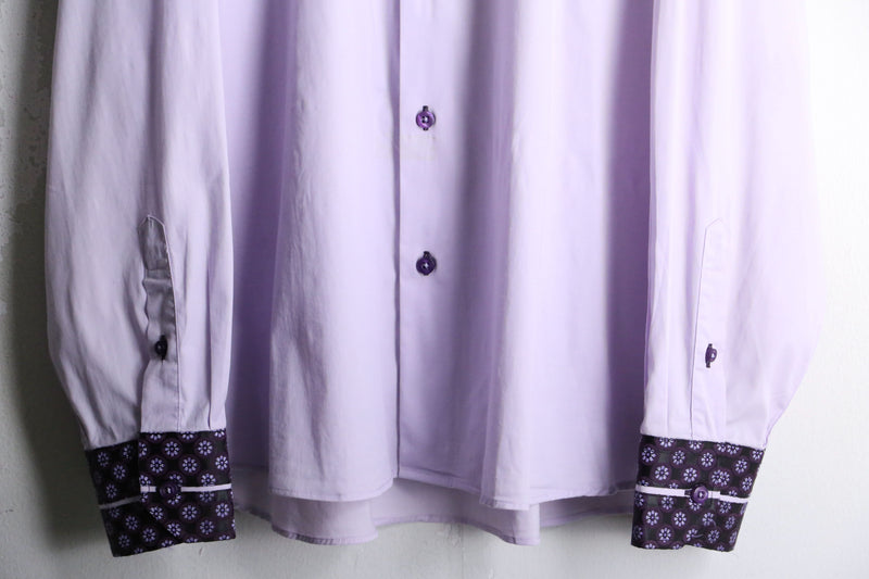 “COOGI” purple patterned collar loose cotton L/S shirt