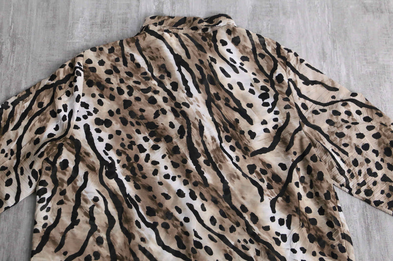 leopard pattern sheer shirt