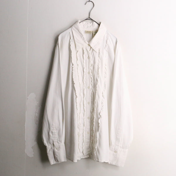 white frill design cotton shirt