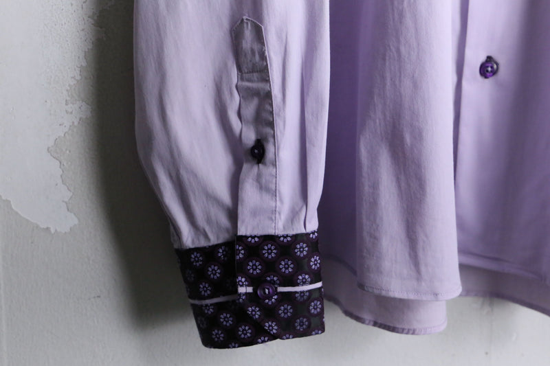 “COOGI” purple patterned collar loose cotton L/S shirt