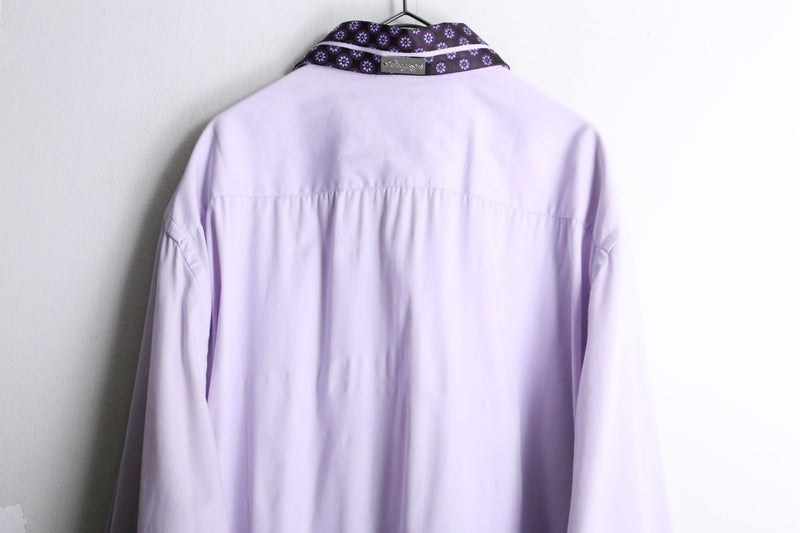 “COOGI” purple patterned collar loose cotton L/S shirt