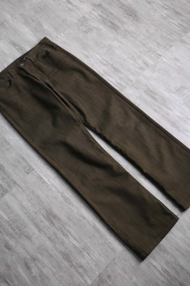 dark brown color stripe straight pants