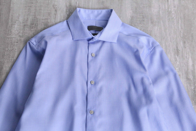 “Calvin Klein” sax blue stripe dress shirt
