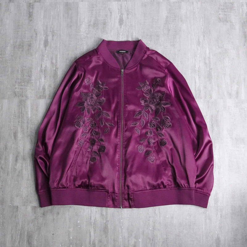 magenta color flower emb blouson