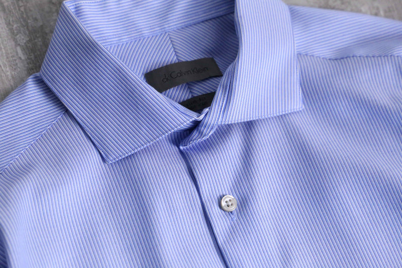 “Calvin Klein” sax blue stripe dress shirt