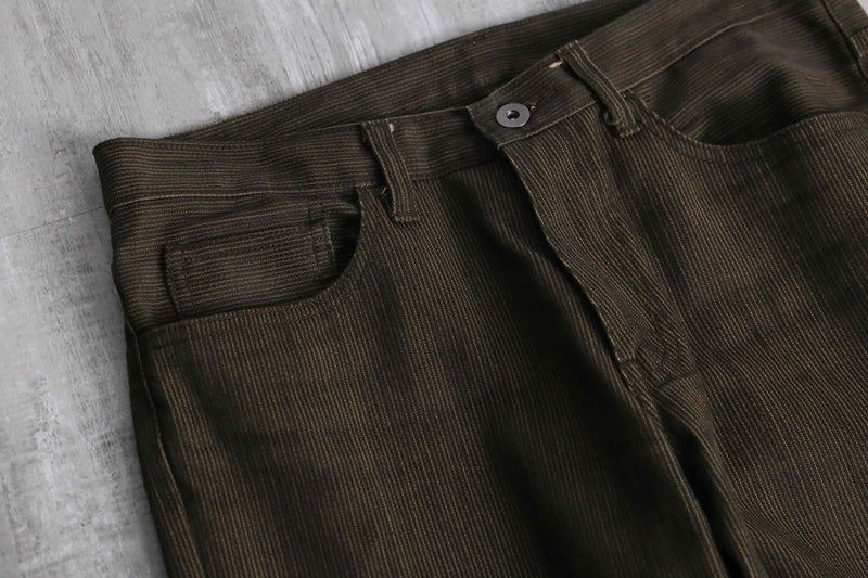 dark brown color stripe straight pants