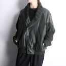 olive leather switch design knit jacket
