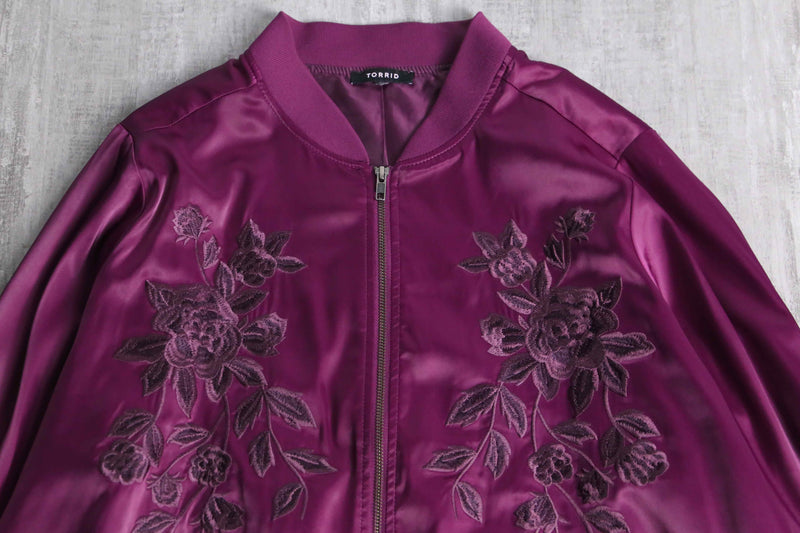 magenta color flower emb blouson