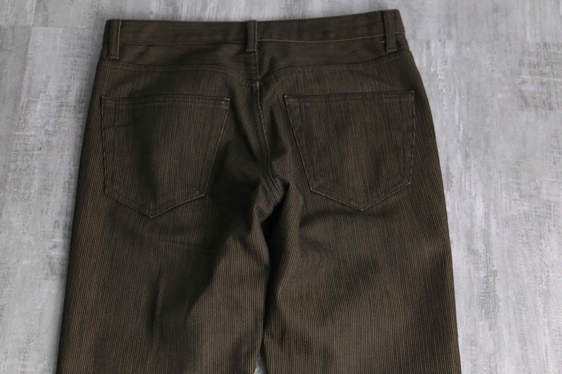 dark brown color stripe straight pants
