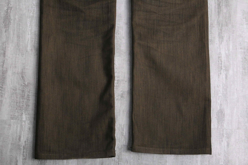 dark brown color stripe straight pants