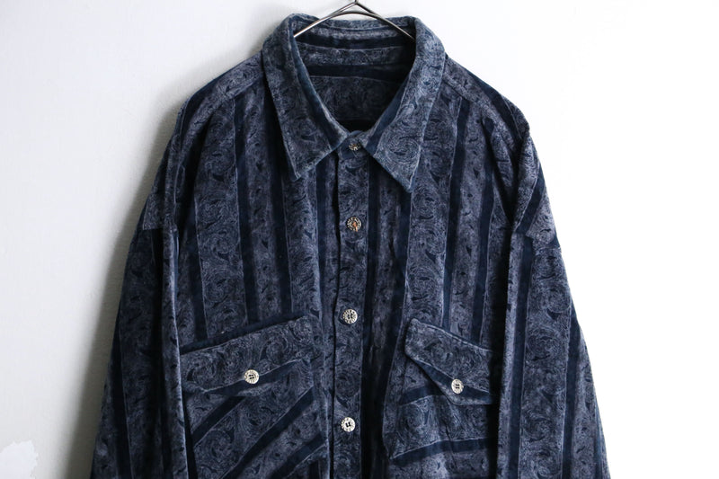 stripe velour L/S shirt