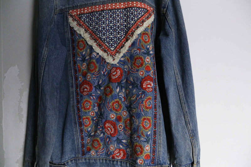 back embroidery design denim jacket