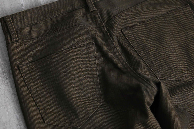 dark brown color stripe straight pants