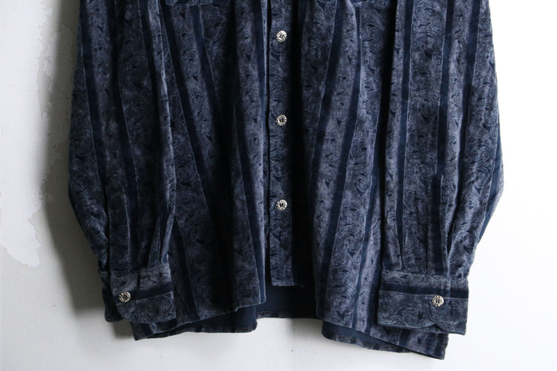 stripe velour L/S shirt