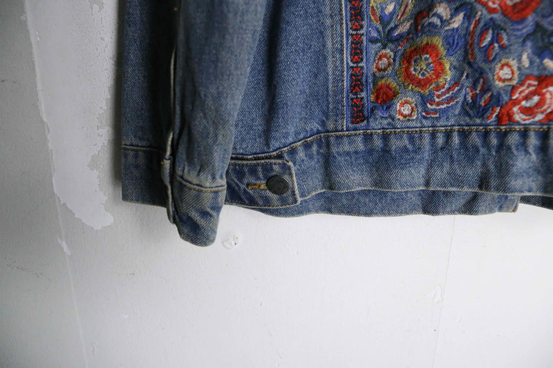 back embroidery design denim jacket