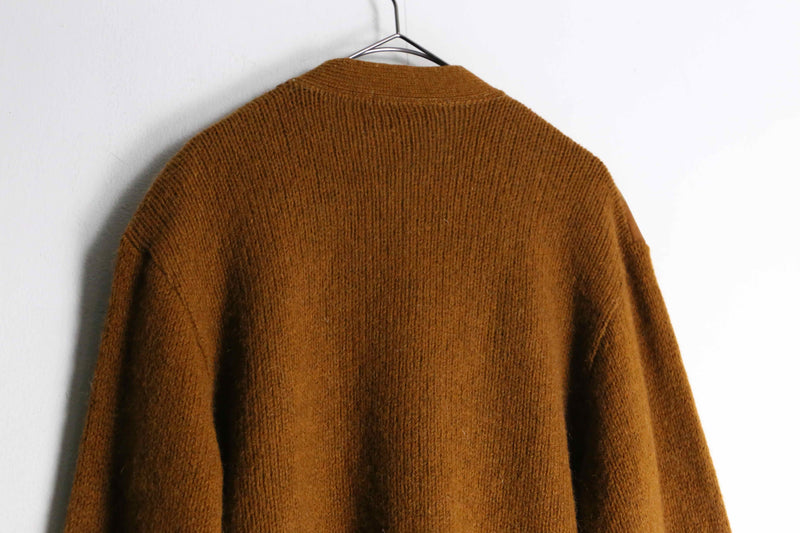 60~70’s brown suede × wool switch design cardigan