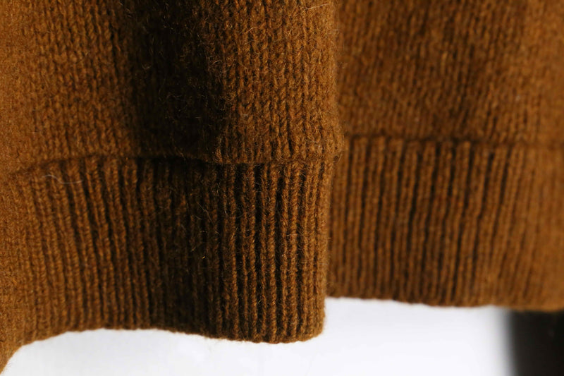 60~70’s brown suede × wool switch design cardigan