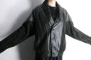 olive leather switch design knit jacket