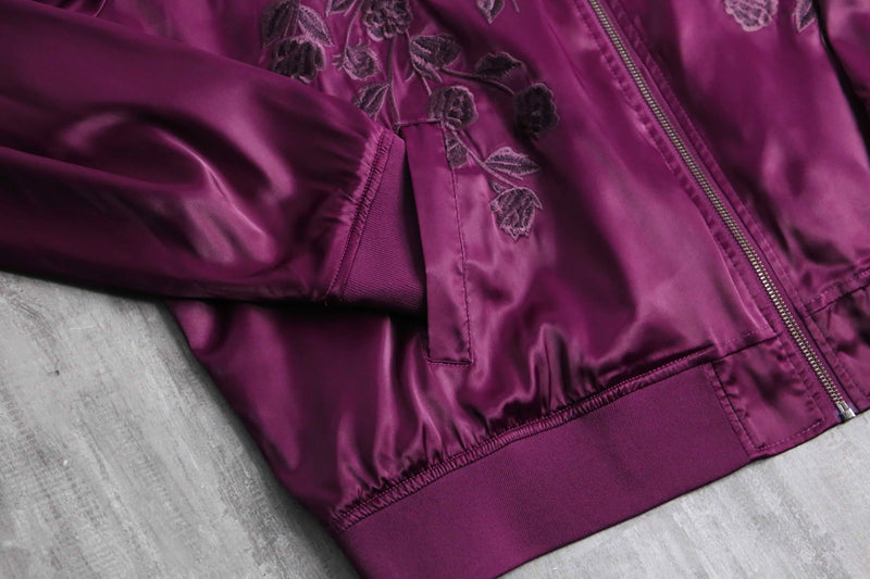 magenta color flower emb blouson