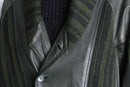 olive leather switch design knit jacket