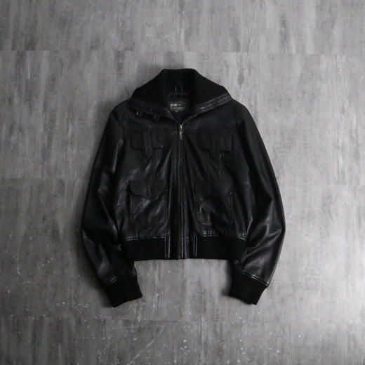 2000s mulch pocket short leather jacket