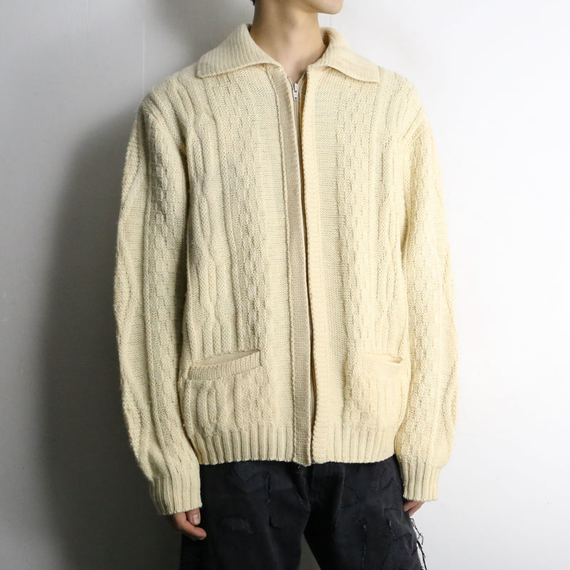 ivory color zip knit