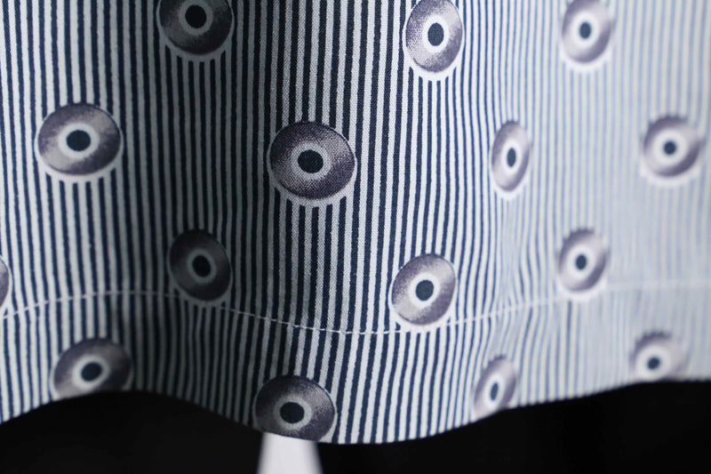 "BACHRACH" stripe atomic pattern S/S open collar shirt