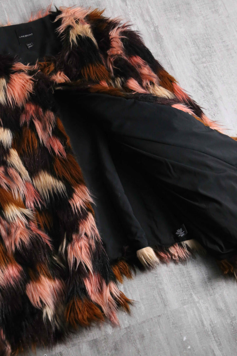2000s mulch color faux fur jacket